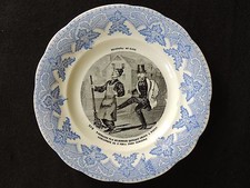 Assiette parlante faïence Creil Montereau Histoire de Rire Concierge balais