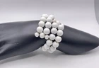 Vintage White Milk Glass Beads 2 Strand Wired 7.5” Wrap Around Bracelet