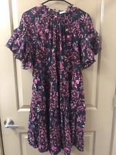 ulla johnson cotton viscose purple floral dress sz 4 (item A59)