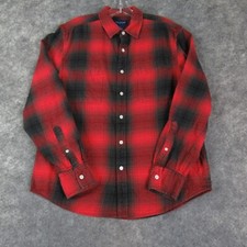 Arizona Shirt Mens Medium Red Plaid Flannel Long Sleeve Button Up Cotton Casual