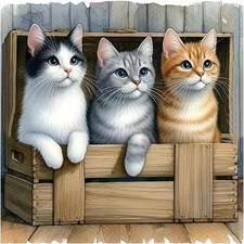 Cat Diamond Painting Kits for Adults, Diamond Art Kits for Beginners, 5D DIY Ful