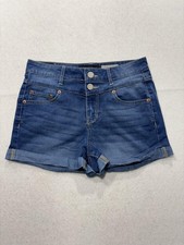 Aeropostale Shorts Womens 6 Blue High Waisted Shorty Cuffed Denim 5 Pocket