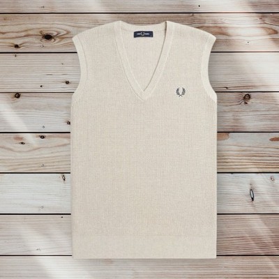 Fred Perry Waffle Stitch Knit Vest Sleeveless Jumper Tank Top K8556 XL RRP £100