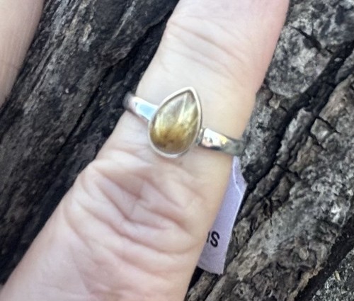 Natural Golden Rutile 925 Solid Silver Statement Artisan New Ring Jewelry Size 6 - Picture 2 of 2