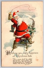 Christmas~Santa Waves Whip at Reindeer~Bible Verse Isaiah 5:6 Prince of Peace