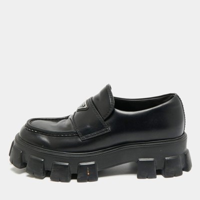 Prada Monolith Chunky Size 42 Black Leather Loafers | eBay