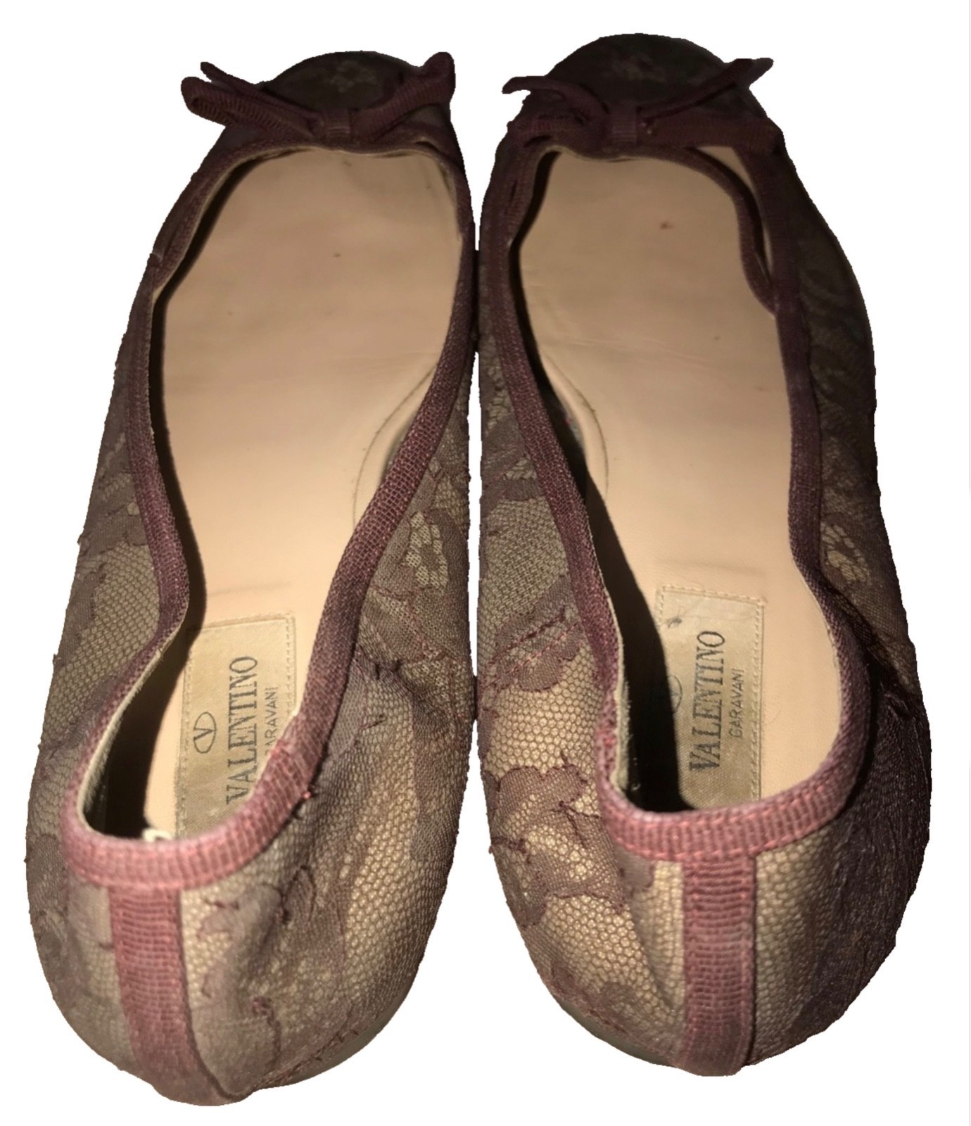 Valentino Garavani  Lace Pattern Ballet Flats - Burgundy Flats, Shoes  SZ 39 thumbnail 10