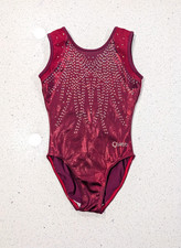 UK BRAND Quatro Quattro gymnastics dance Leotard Large Maroon Burgundy RHINESTON
