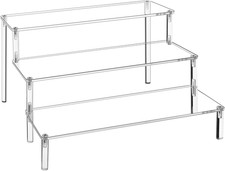 3 Tier Acrylic Display Stand Risers, Clear Tabletop Display Shelf for Perfume, F