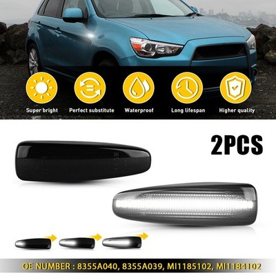 2x Sequential Smoked Len Front Side Marker Light For Mitsubishi Lancer EVO White
