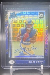 Blake Corum Rated Rookie Auto 2024 Optic Football #208 BLACK PANDORA SSP /25