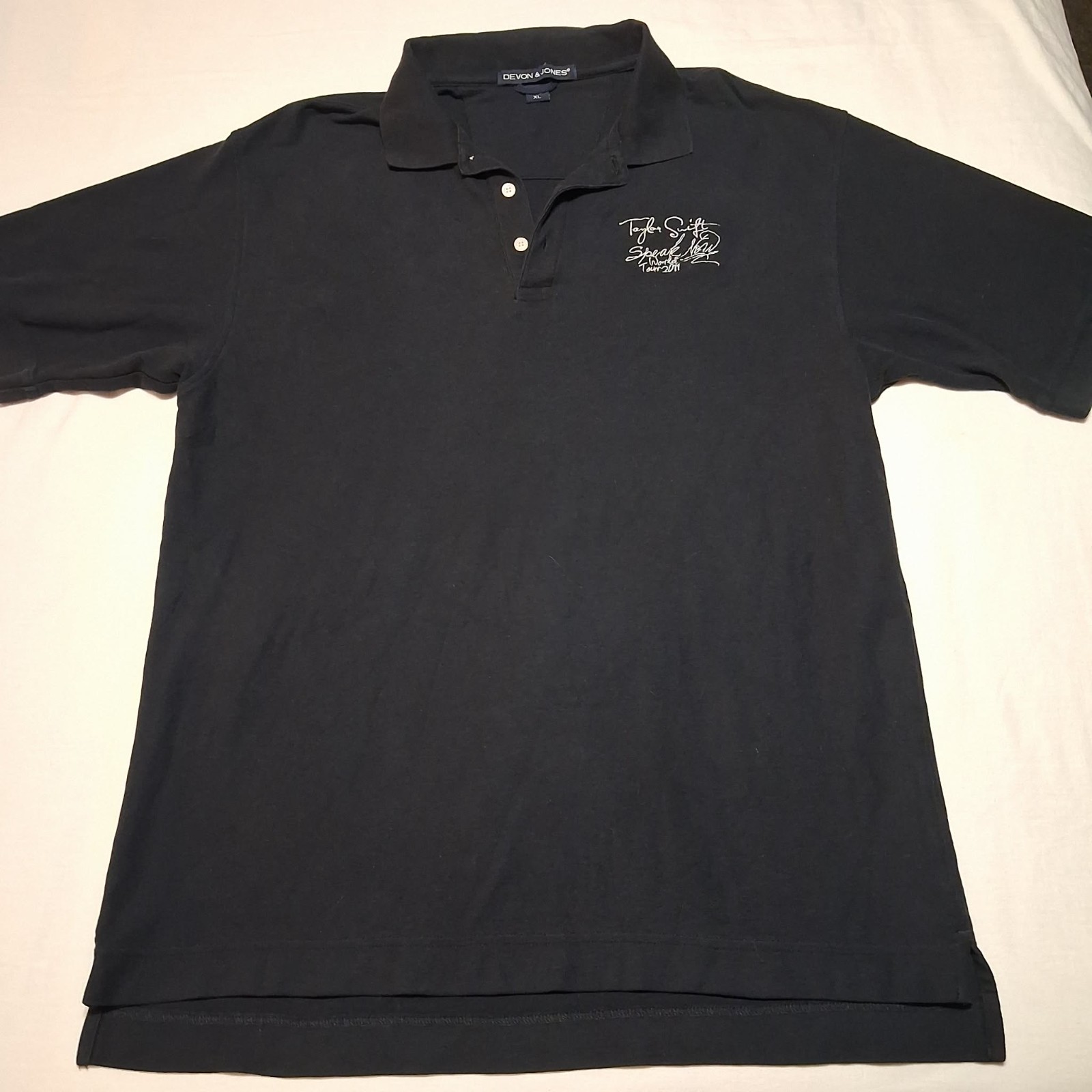 Taylor Swift Speak Now World Tour 2011 Polo Shirt Mens XL Black Embroidered RARE image 2