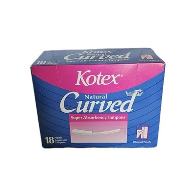 1994 Kotex Natural Curved Tampons Super Absorbency Box Of 18 New 