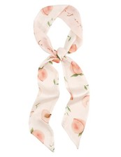 GERINLY Peach Print Skinny Hair Scarf for Ponytail Bun, Long Medium, Pink