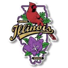 Illinois State Bird and Flower Map Magnet by Classic Magnets