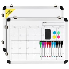 Monthly Dry Erase Calendar Whiteboard for Wall, 16" X 12" Double-Sided Board,...