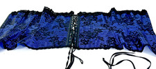 Fredericks Of Hollywood Bustier Goth Women's 36 Blue Black Boned Lace Up Corset