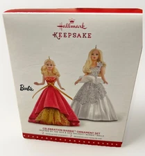 Hallmark Keepsake Barbie Celebration Barbie Ornament Set 2 Christmas Ornaments