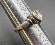 .925 Sterling Silver Ring CZ Heart Size 9 Thailand Vintage Ring