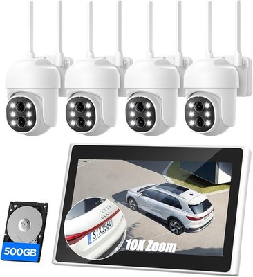 Wireless Security Camera System Outdoor Audio mit WiFi 10CH 10'' Monitor NVR HDD