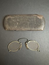 Antique Edwardian Pince -Nez Gold Filled Spectacles /Eye Glasses w Case