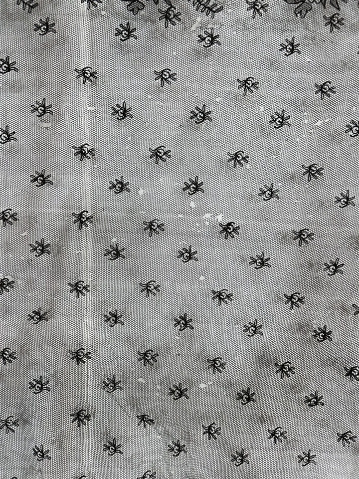 antiguo chal de encaje Chantilly cuadrado negro 50 x 50 pulgadas Original siglo XIX Foto 3 de 4