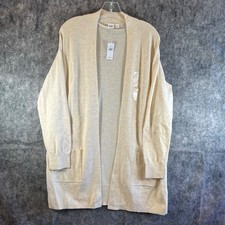 NWT Gap Womens Long Sleeve Open Front Lightweight Sweater Cardigan CREAM Size L