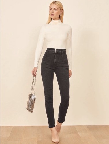Reformation Kayo High and Skinny Black Jeans 31