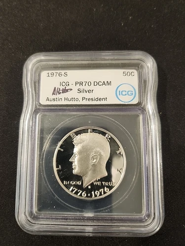 1976 S PR 70 DCAM Silver Kennedy Half Dollar ICG New A. Hutto Signed White Label