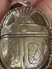 Scarab Beatle Pendant, Mexican Silver, Same Design Front & Back.