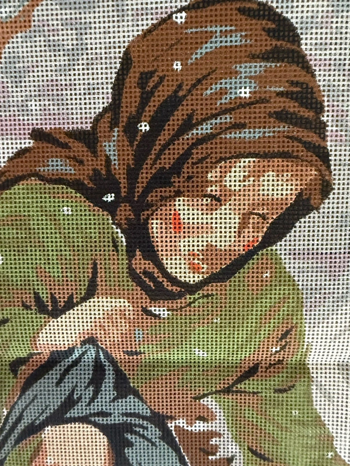 Printed needlepoint Tapestry girl collecting twigs Canvas Only 45x60 Cm - Image 2 of 4