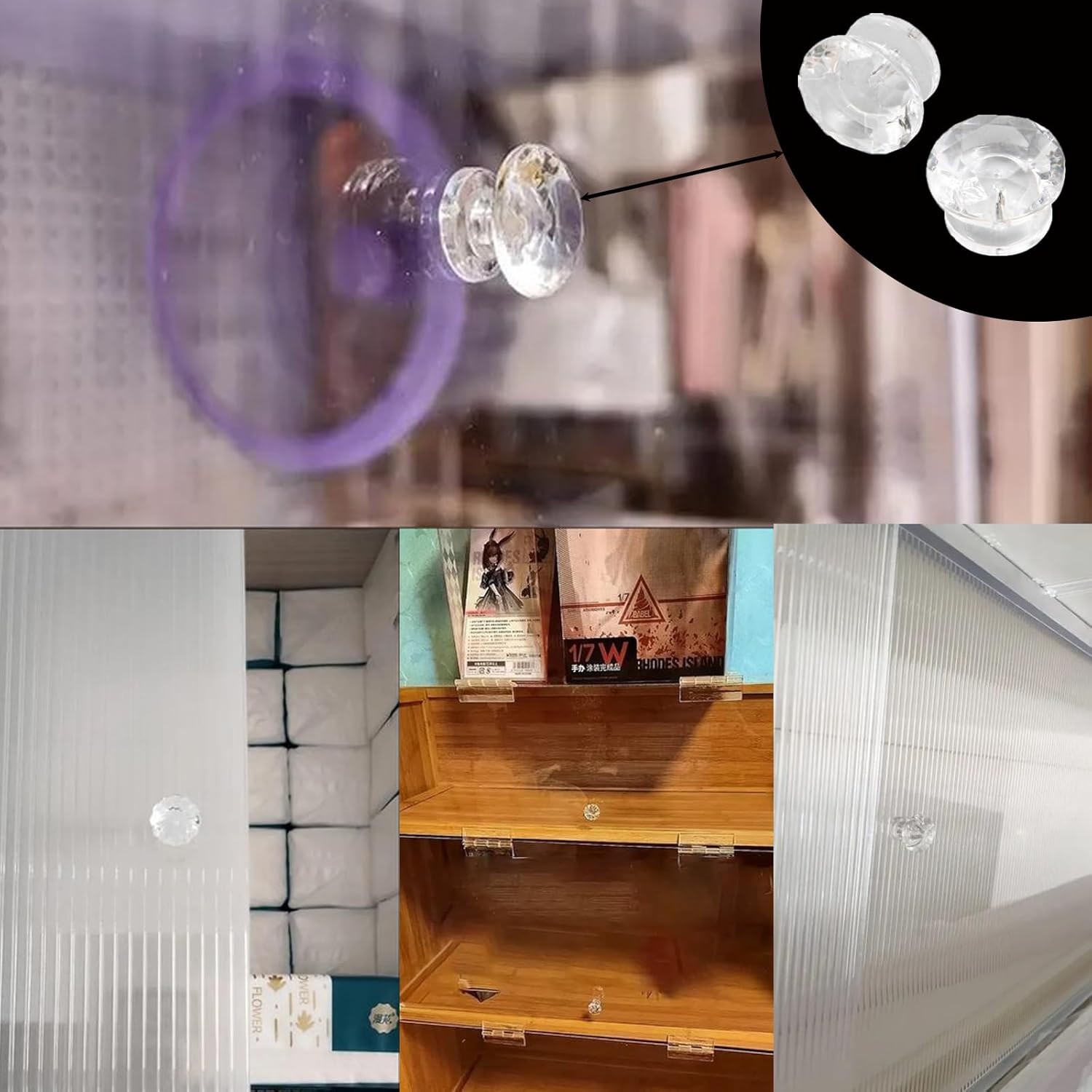 20pcs Acrylic Pull Knobs Plastic Mini Pulls Clear for Small Round 