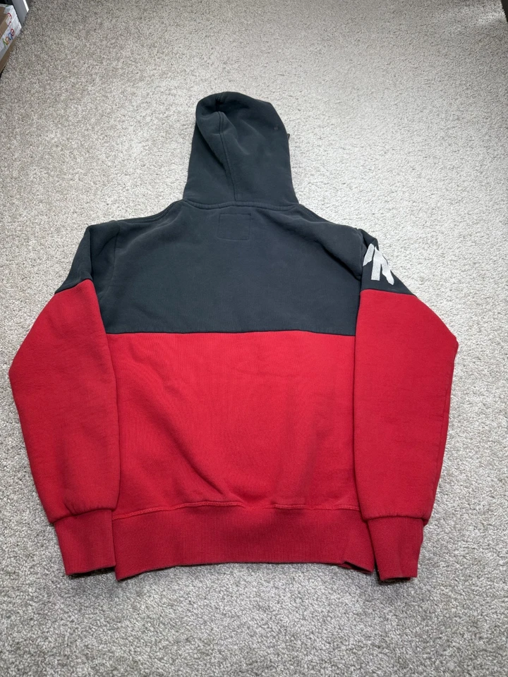 SUPERDRY Sudadera con Capucha Para Hombre Talla Mediana Rojo Color Bloque Algodón Cordones Suéter Foto 2 de 4