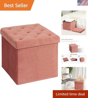 Compact Velvet Folding Ottoman Cube - Functional Footstool and Storage Solution