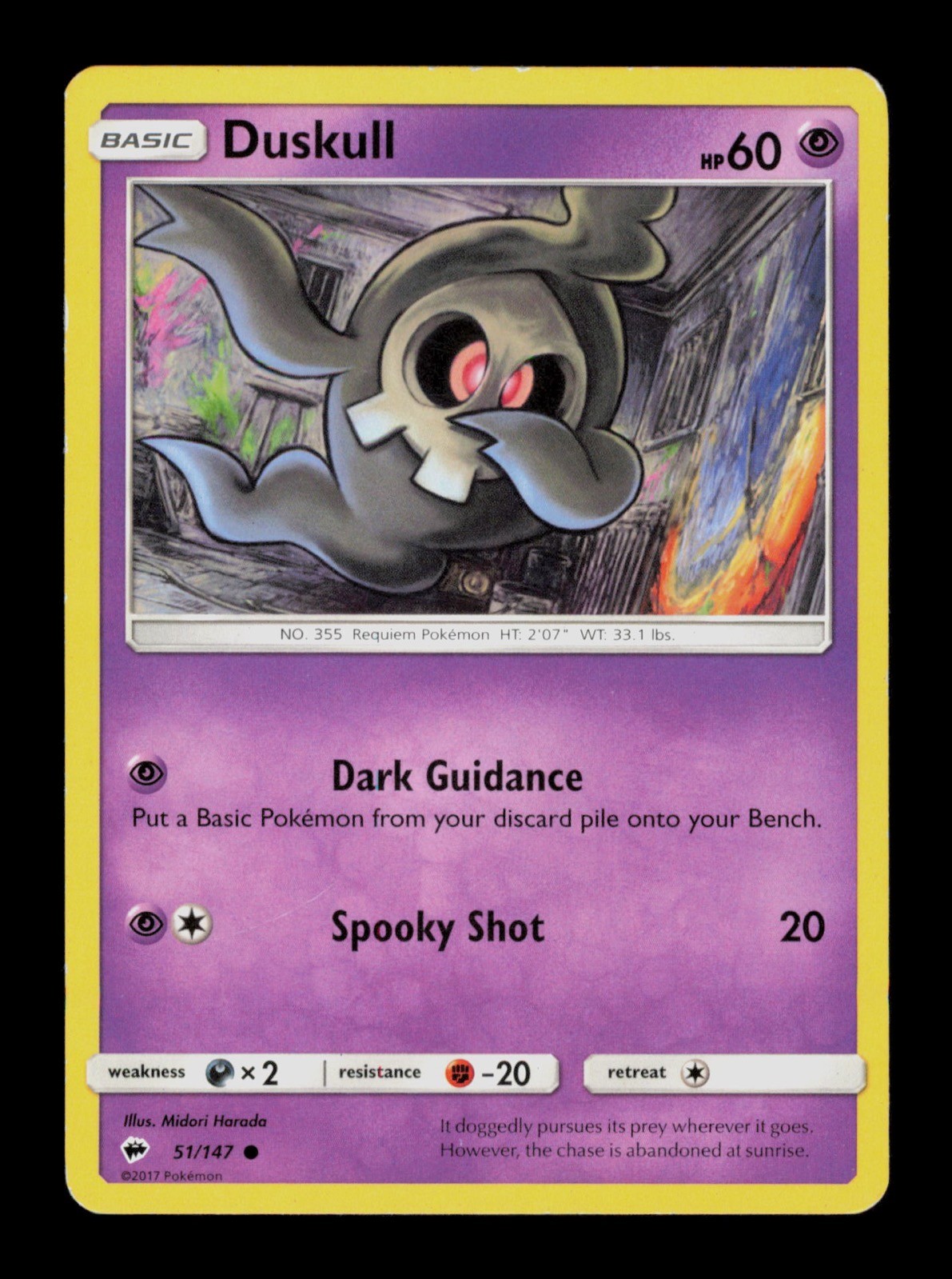 Duskull 51/147 Pokemon Burning Shadows Played Trading Card TC