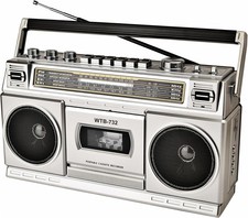 Retro 80s Cassette Player Bluetooth Boombox AM FM Radio Tape Recorder