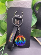 4" Silver-Tone Silicone Pride 2 in 1 Keychain Purse Backpack New Free Ship B7825