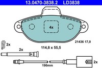 Bremsbelagsatz Scheibenbremse ATE Ceramic 13.0470-3838.2 FüR Ford Fiat KA 500