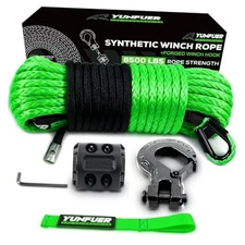 Synthetic Winch Rope Cable Kit, 3/16" x 50ft 3/16"x50ft(Green)-8,500lbs green