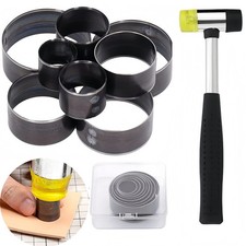 Round Leather Cutter Tool Cutting Die Set 8PCS for Cutting Punching With Hammer