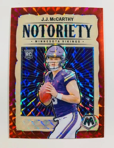 2024 Panini Mosaic Notoriety J.J. McCarthy Rookie #21 Red Prizm RC Vikings