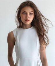 NWT 41Hawthorn Gallagher Dress Fit Flare CutOut Crew Sleeveless Ivory Size Large