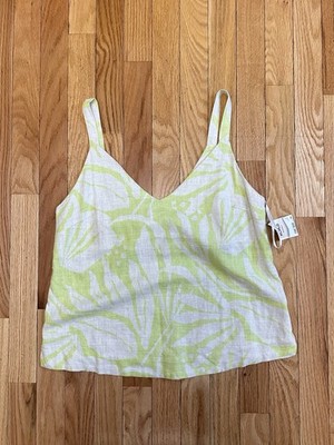 NWT Woman s Too From Brazil Brand Green And Cream Double V Tank Size XS