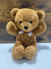 Vintage 1986 Fun Farm Dakin Brown Plush Teddy Bear with Neck Bow