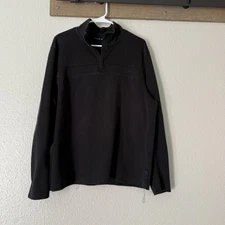 Perry Ellis Sweater Mens XL Black Quarter Zip Pullover Mock Neck Cotton Blend