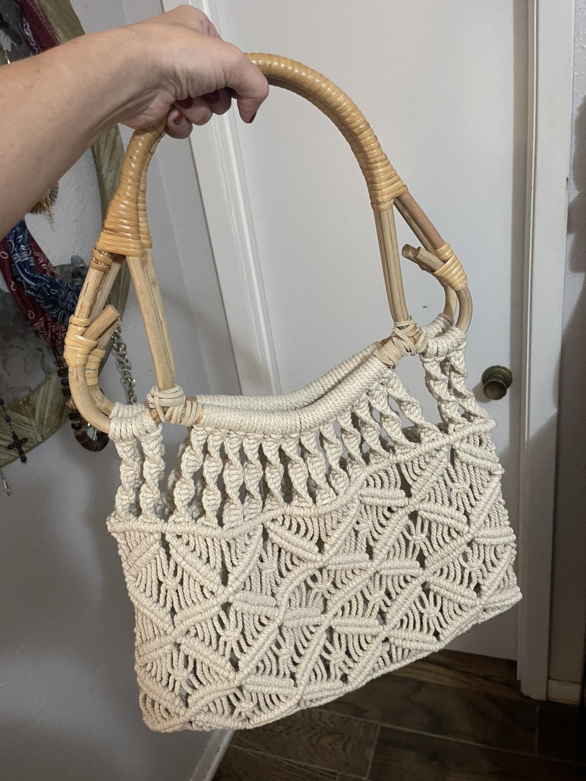 Universal Thread White Crochet Macrame Handbag wi… - image 4
