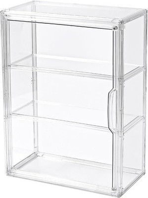 3 Tier Acrylic Display Case for Collectibles Clear Storage Box Magnetic Door
