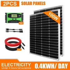 100W Solar Panel Kit 12V/24V Charger Controller for RV Camper Battery Charger