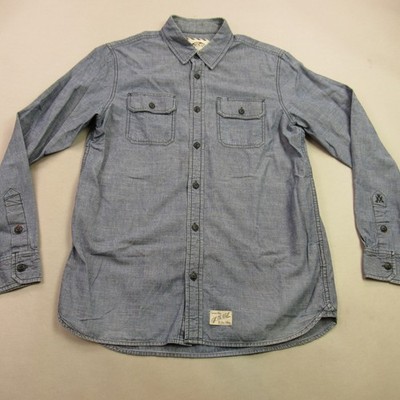 Vans Shirt Mens Medium Long Sleeve Button Front Pockets Outdoors Blue