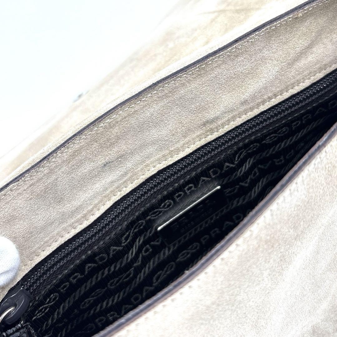PRADA Shoulder Bag Purse Logo Suede Leather Authentic thumbnail 11